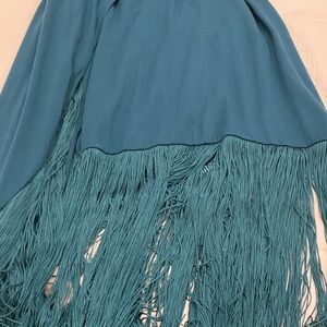 Anthropologie Hutch Teal Fringe Dress